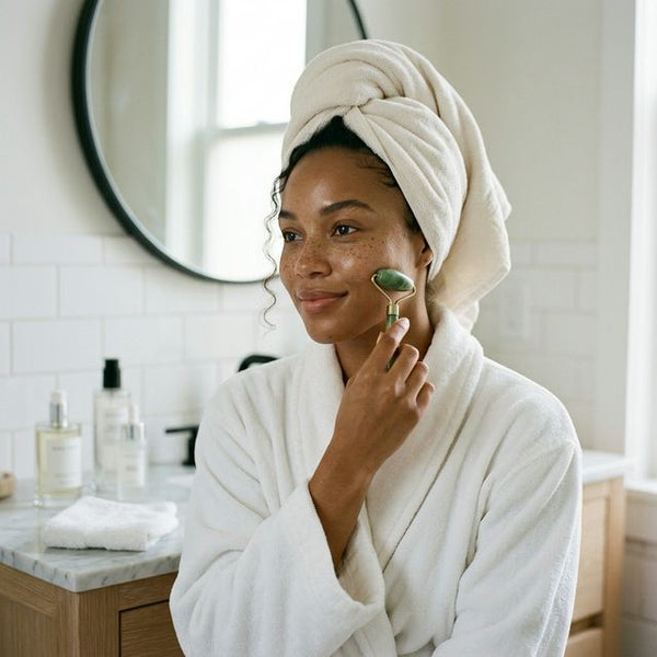 Natural Rose Quartz Jade Roller & Gua Sha Set